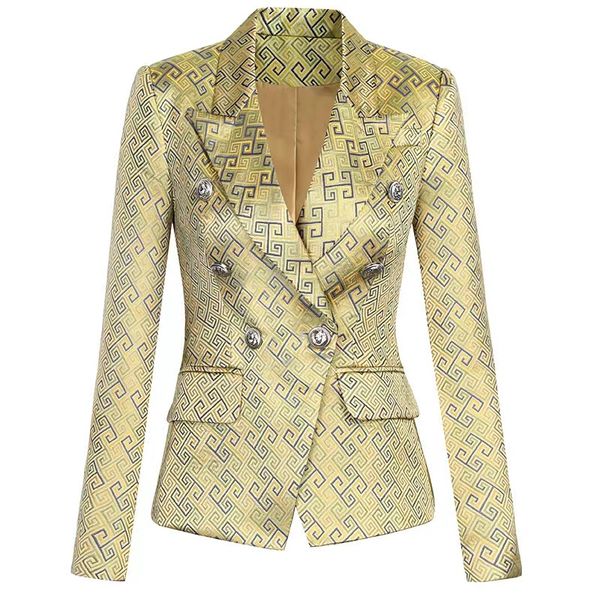 

b076 womens suits designer blazers tide brand high-quality retro fashion presbyopic maze series suit jacket lion double-breasted slim plus s, White;black