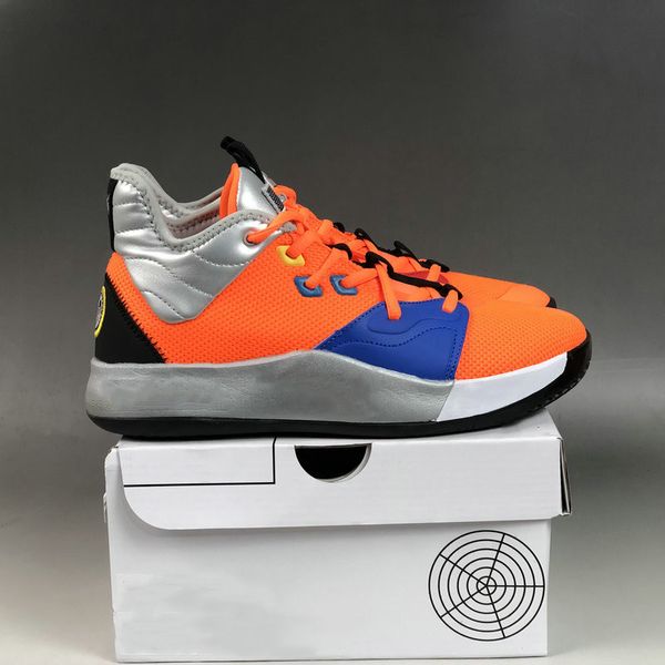 Scarpe Saldi PG 3 NASA EP Total Orange Black Metallic Silver Uomo Designer Basketball Custom Sport Fashion Sneakers