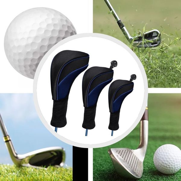 3pcs Golf Club Head Covers Woods Sürücü Uzun Değiştirilebilir 1 3 5 7 Sürücü Fairway Hibrid Golf Putter Cover Headkovers 0704