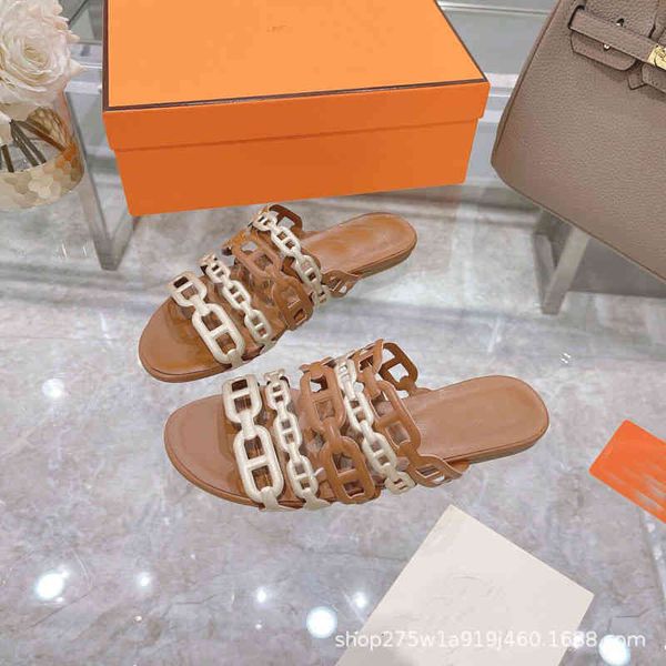 

slippers summer women's beach shoes flat bottomed pig nose chain strap sandals fashion open toe, Black