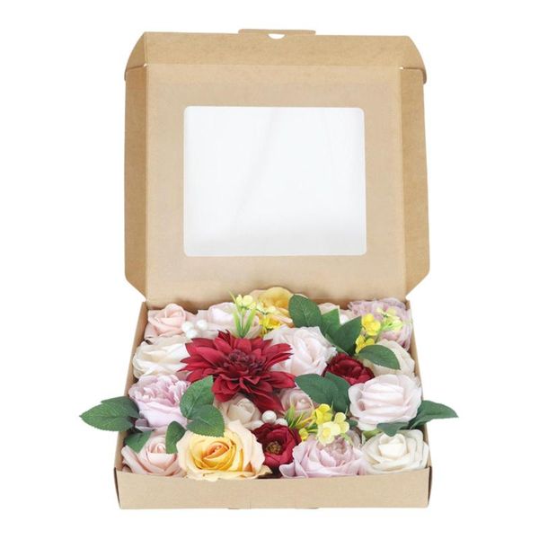 Dekorative Blumenkränze, künstliches Box-Set für selbstgemachte Hochzeitssträuße, Tafelaufsätze, Arrangements, Partys, Babypartys, Heimdekorationen