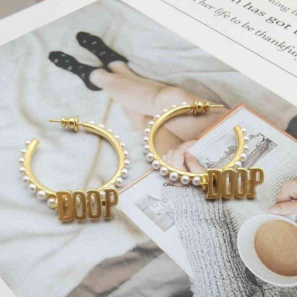

2022 factory wholesale new di simple letters light luxury advanced net red earrings women 7vw6, Golden