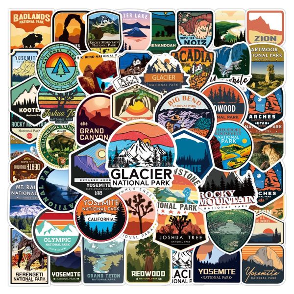 

50pcs the national park sticker natural landscape graffiti kids toy skateboard car motorcycle bicycle sticker decals wholesale