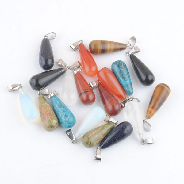 

wholesale natural stone pendants water drop crystal agates opal pendulum charm for necklace earrings jewelry making dbv011, Silver