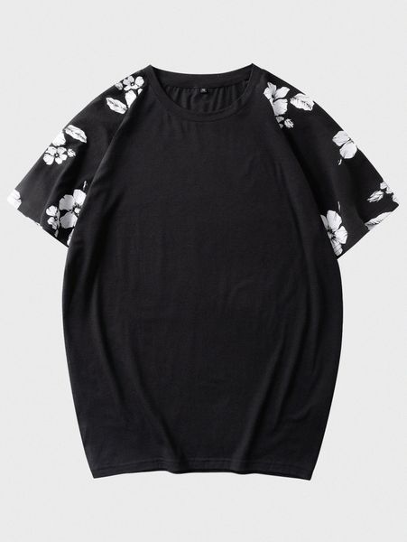 

men floral print raglan sleeve tee w5lr#, White;black