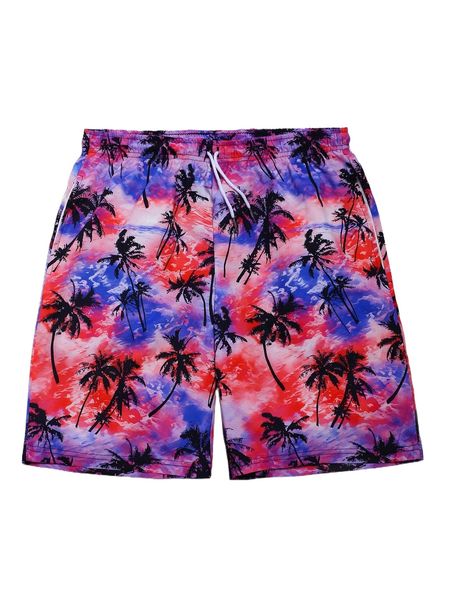 

romwe guys tie dye tropical print shorts 48sj#, White;black