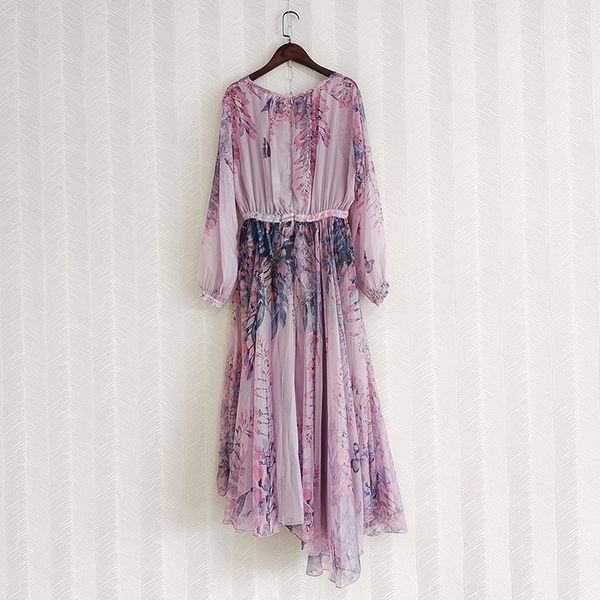 

women summer runway dresses floral printed elegant vacation holiday party irregular dress, Black