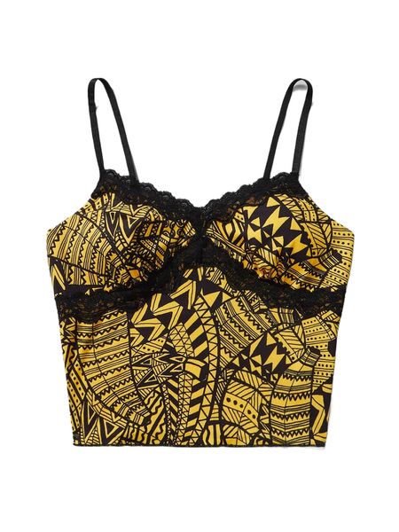 

x studio xhico geo print guipure lace panel cami w178#, White
