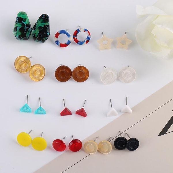 

stud small earrings for women girls round triangle star fashion jewelry party birthday office school simple style red earring, Golden;silver