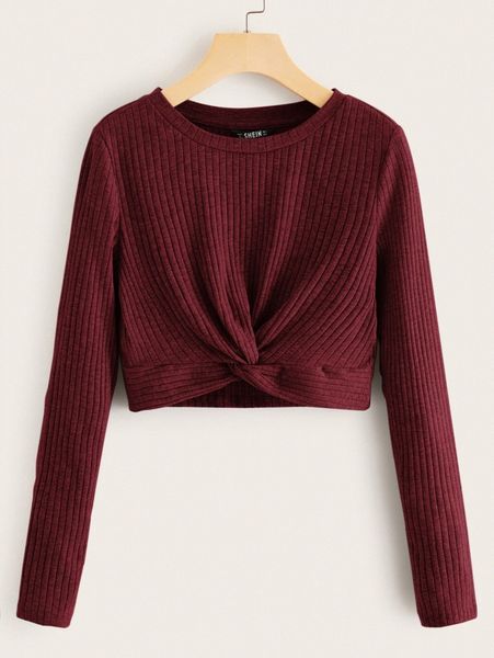 

twist hem rib-knit tee o4ax#, White