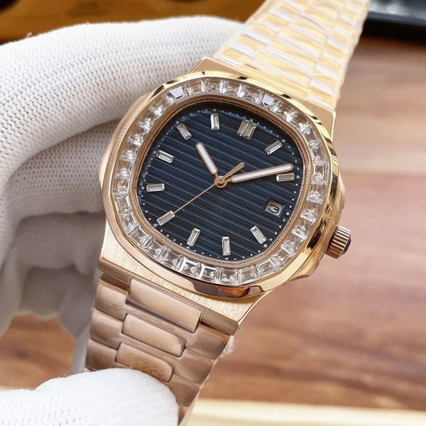 

designer watch men automatic mechanical luxury mens watches square diamond bezel stainless steel for male wristwatches u4lh#, Slivery;brown