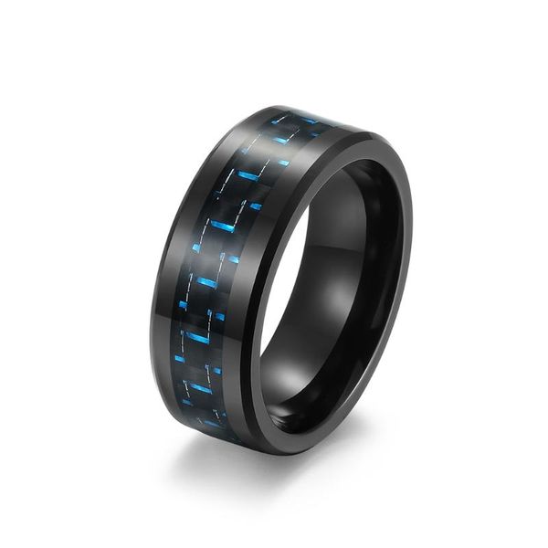 Anéis de casamento por atacado preto tungstênio incrustado de fibra de carbono azul Green Red Men Ring 8mmwedding