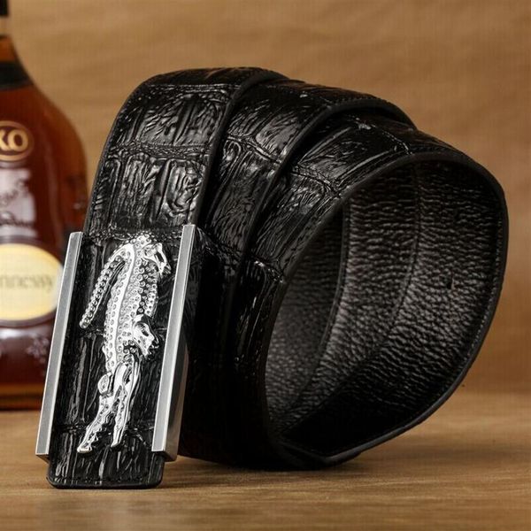 

fashion design mens belt crocodile buckle first layer of leather cowhide belt crocodile pattern men genuine leather s227z, Black;brown