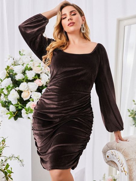 

sbetro plus ruched velvet bodycon dress 83bc#, Black