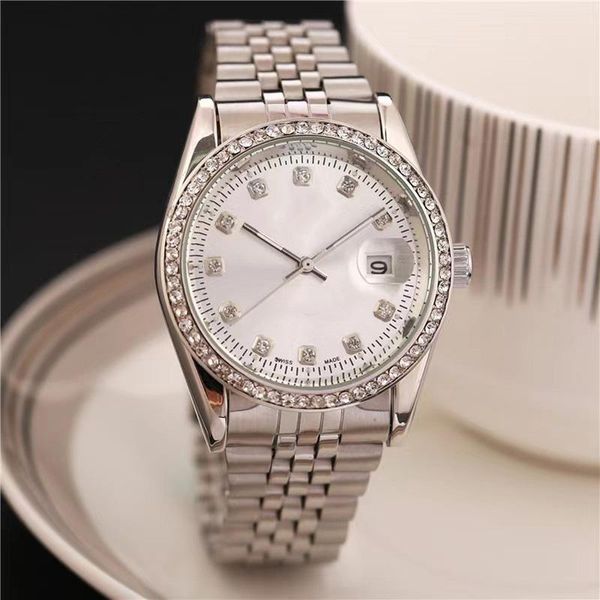 Marke Uhren Mode Frauen Damen Mädchen Kristall Stil Zifferblatt Metall Stahl Band Quarz Luxus Armbanduhr X195
