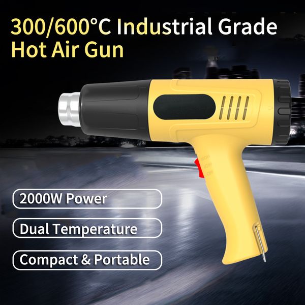 Pistola de calor eletrônica de 2000w portátil pistola de ar quente temperatura dupla pistola de calor industrial para retração de calor pintura de secagem