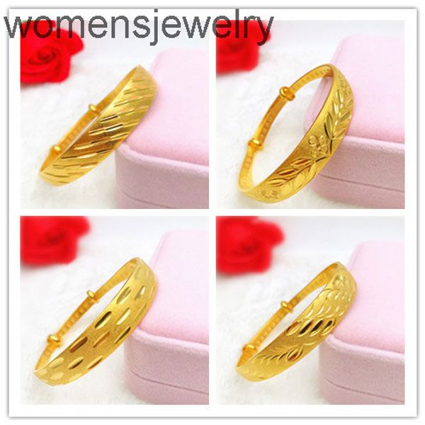 

18k gold plated gold color bangle face width 12mm style1-7 flower twill bracelet for women jewelry wholesale retails, Black