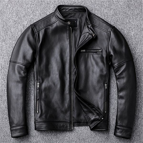 

classic casual styleplus size cowhide jacketsmen slim 100% genuine leather jacketsuper sales leather coatsales 201128, Black