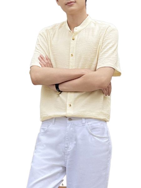 

men mock neck button front shirt a5ew#, White;black