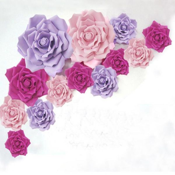 Fiori decorativi ghirlande gigantesche gigante in schiuma rose rose 13pcs dimensioni miste in fase feste di nozze sfondo decorazioni da tavolo decorazione