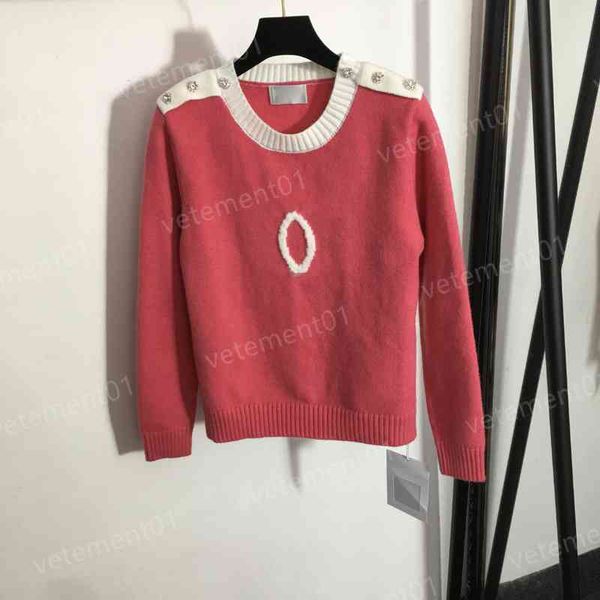 

luxury womens sweaters off-the-shoulder wool-blend logo-print knitted long-sleeve sweater fashion designer women sweater, White;black
