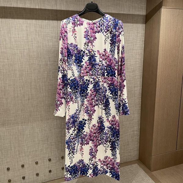 

casual dresses women's silk dress fashion runway wisteria flowertemperament holiday midi-long 2022 summer, Black;gray