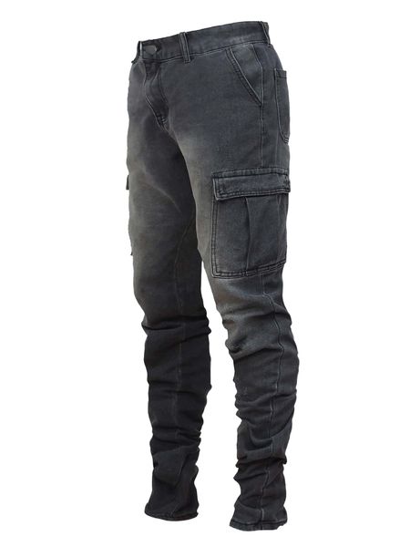 

men flap pocket side cargo jeans e3so#, Blue