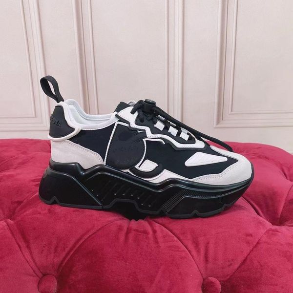 

2022 designer shoes men luxury designers sneaker women platform leather casual shoe low lace up sneakers hkr''dolc''gabb, Black