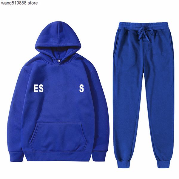 

iche tracksuits 2022 fashion high street brand essential pants two piece print hooded plush men and women, Gray
