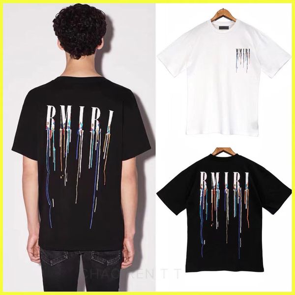 

2021ss spring and summer new high grade cotton printing short sleeve round neck panel t-shirt size: m-l-xl--xxxl color: black white mm272, Black;brown