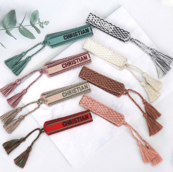

fashion classic brand bangles jewelry men women handmade cotton signture embroidery bracelet designers woven bangle fabrics luxury bracelets, Black