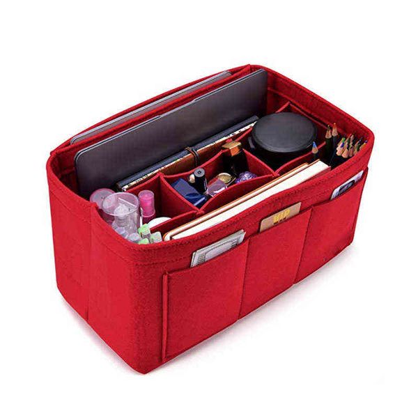 Vrouwen Vilt Cosmetische Bag Organizer Insert Multifunktionale Reise Make-Up Innerlijke Geldbörse Fit Diverse Merk Tassen 220611