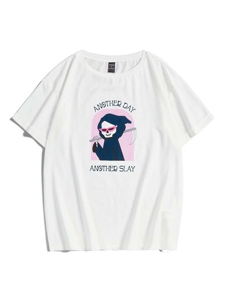 

x carolina cervantes skeleton & letter graphic tee 58da#, White