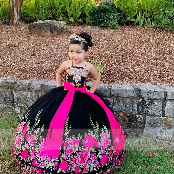 Apliques de bordado mini quinceanera vestidos crianças vestido princesa beleza flor fofo de flor fofo fotográfica