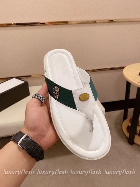 

high end mens bee designer slipper summer slide green stripe red women indoor flat flip flops casual shoes sandals size 38-45, Black