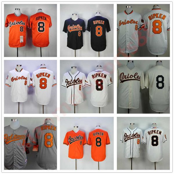 

Men Women Youth Vintage Baseball 8 Cal Ripken Jr Jersey Retire 1954 1970 1982 1989 2001 Flexbase Cool Base Pullover Team Black Orange White, As shown in illustration