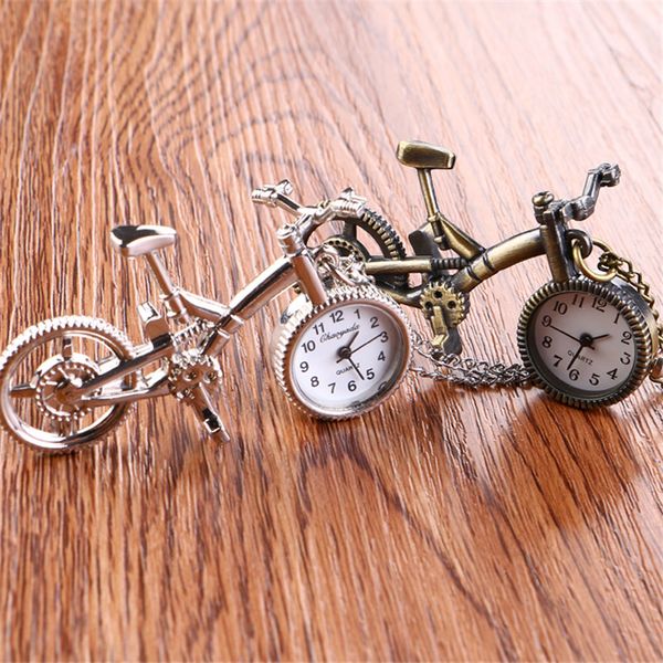 

10pcs bicycle key chain pocket watch creative model handicraft retro office table decoration table-876y, Slivery;golden