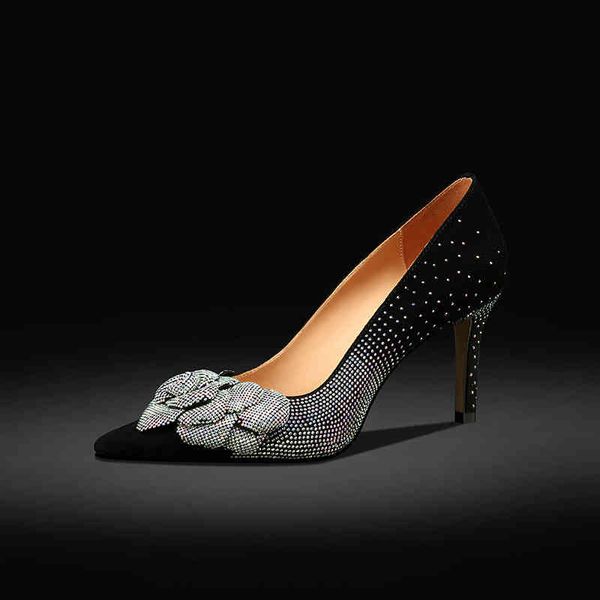 

dress shoes spring and summer women's shoes pointed thin high heels flowers drill formal dress banquet fashion mom single w1jf, Black
