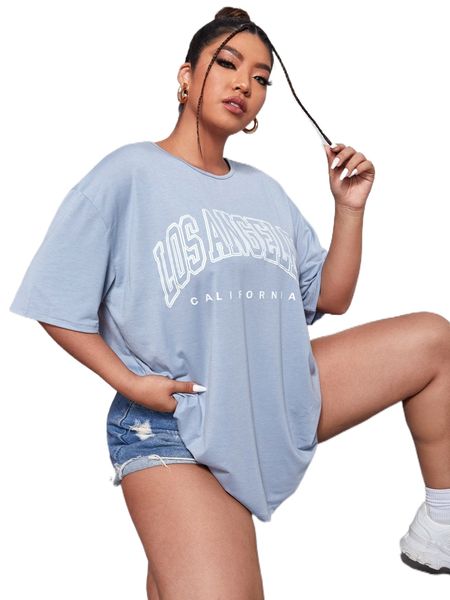 

plus letter graphic drop shoulder tee f3sn#, Black