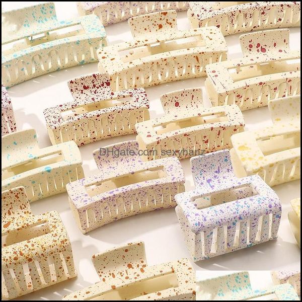 

clamps hair jewelry women ice cream color frosted square hollow out three size ponytail scrunchies claw clips dhkx3, Slivery;golden