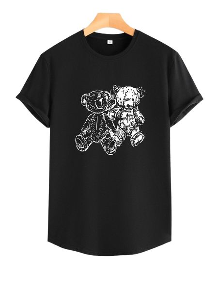 

men cartoon graphic tee d5e0#, White;black