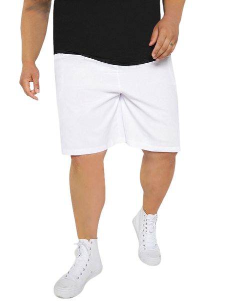 

extended sizes men drawstring waist slant pockets shorts c1sa#, White;black