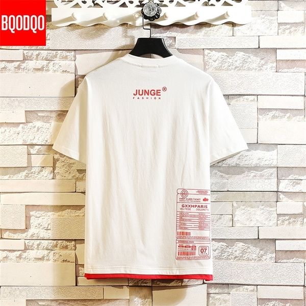 T-Shirts Streetwear Männliches Hip-Hop-T-Shirt Männer Mode T-Shirts Kausal Japanischer Sommer Kurzarm Übergroßes weißes stilvolles Top T200219