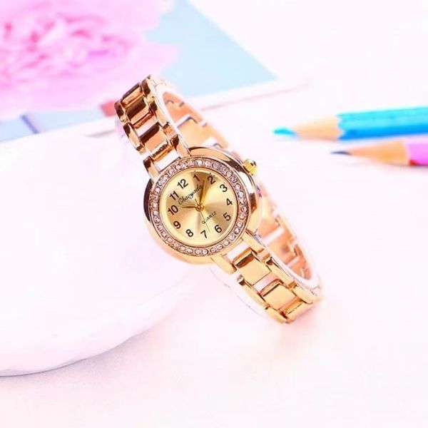 

luxury womens watches exquisite diamond simple casual elegant fashion trend retro bracelet non-mechanical watch ladies waterproof quartz wat, Slivery;golden