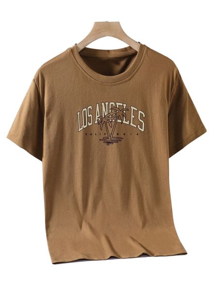 

men palm tree & letter graphic tee v6hc#, White;black