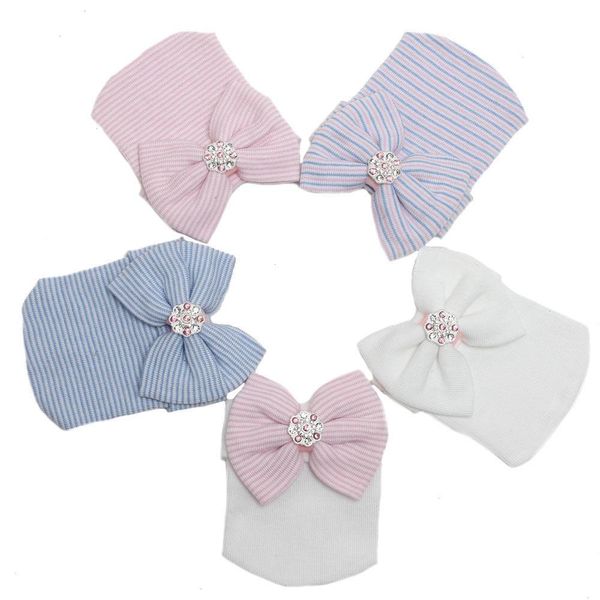 

cute newborn baby girls cap boys infant girl toddler comfy bowknot hospital beanie hat easy to wear or take, Yellow