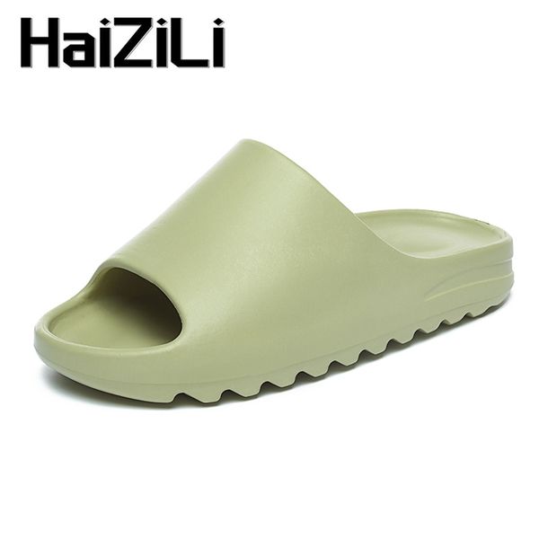

summer men fashion slippers solid color casual home slipper nonslip shoes beach 220628, Black