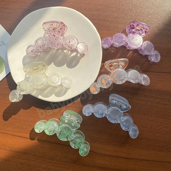

women elegant print translucent hair claw korean simple sweet clmaps headband girls ponytail clip hair accessories headwear, Slivery;white