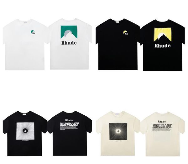 

rhude summer mens rhude short sleeve t shirt high street tide brand fashion women alphabet print casual designer breathable asian size s-xl, White;black