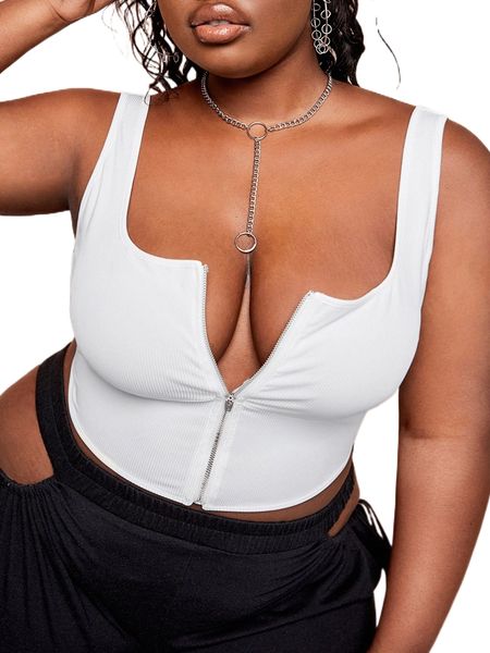 

sxy plus zip front tank h60u#, Black